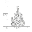 De-Ani Sterling Silver Rhodium-plated Polished I LOVE YOU with Hearts Pendant