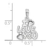 De-Ani Sterling Silver Rhodium-plated Polished I LOVE YOU with Hearts Pendant