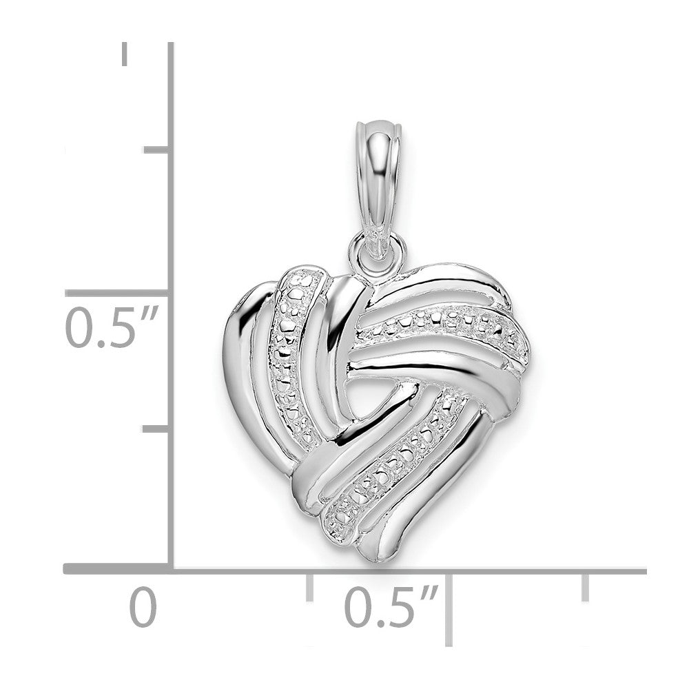 De-Ani Sterling Silver Rhodium-plated Polished Wrap Design Heart Pendant