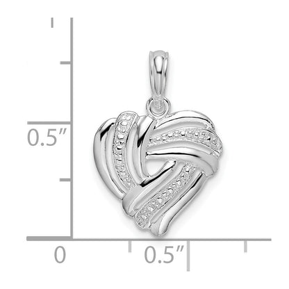 De-Ani Sterling Silver Rhodium-plated Polished Wrap Design Heart Pendant