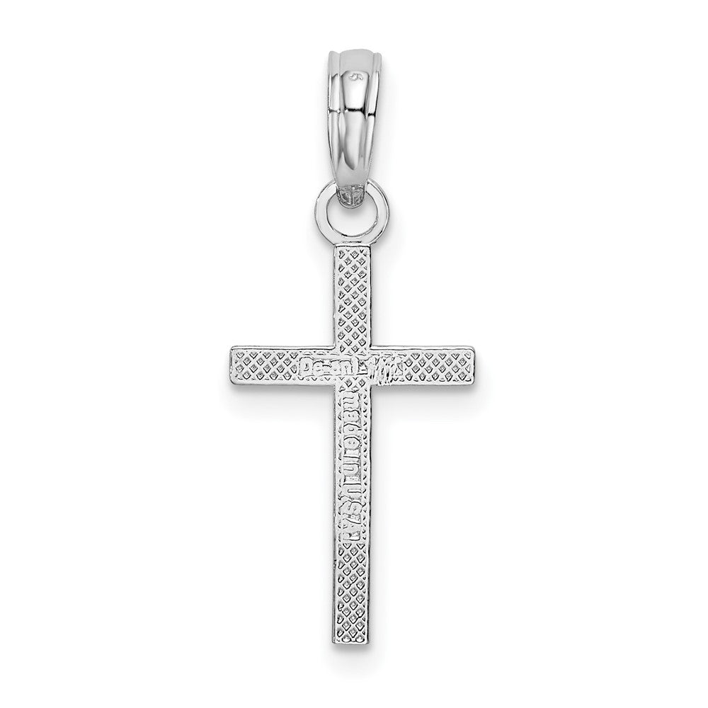 De-Ani Sterling Silver Rhodium-Plated Polished Flat Latin Cross Pendant