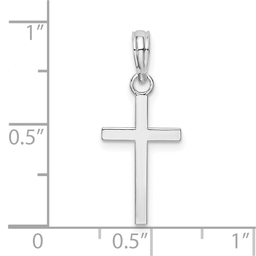 De-Ani Sterling Silver Rhodium-Plated Polished Flat Latin Cross Pendant