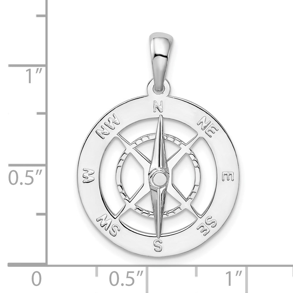 De-Ani Sterling Silver Rhodium-Plated Moveable Needle Compass Pendant
