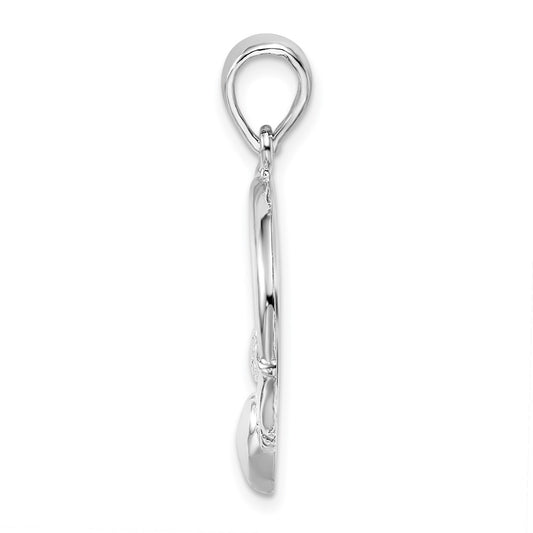 De-Ani Sterling Silver Rhodium-Plated Polished Large Claddagh Circle Pendant