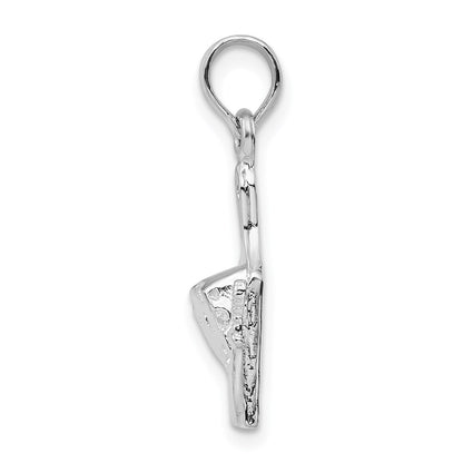 De-Ani Sterling Silver Rhodium-Plated Polished Cheese Board with Knife Pendant