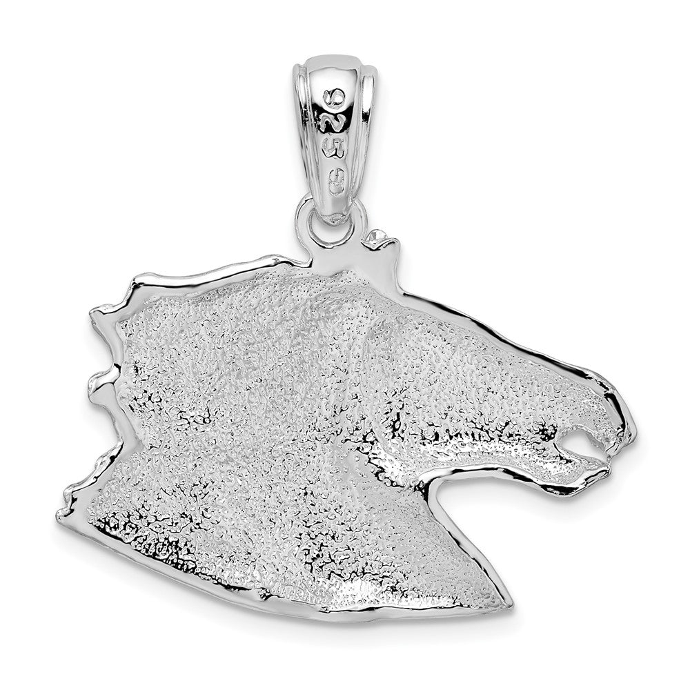 De-Ani Sterling Silver Rhodium-Plated Polished Horse Head Pendant