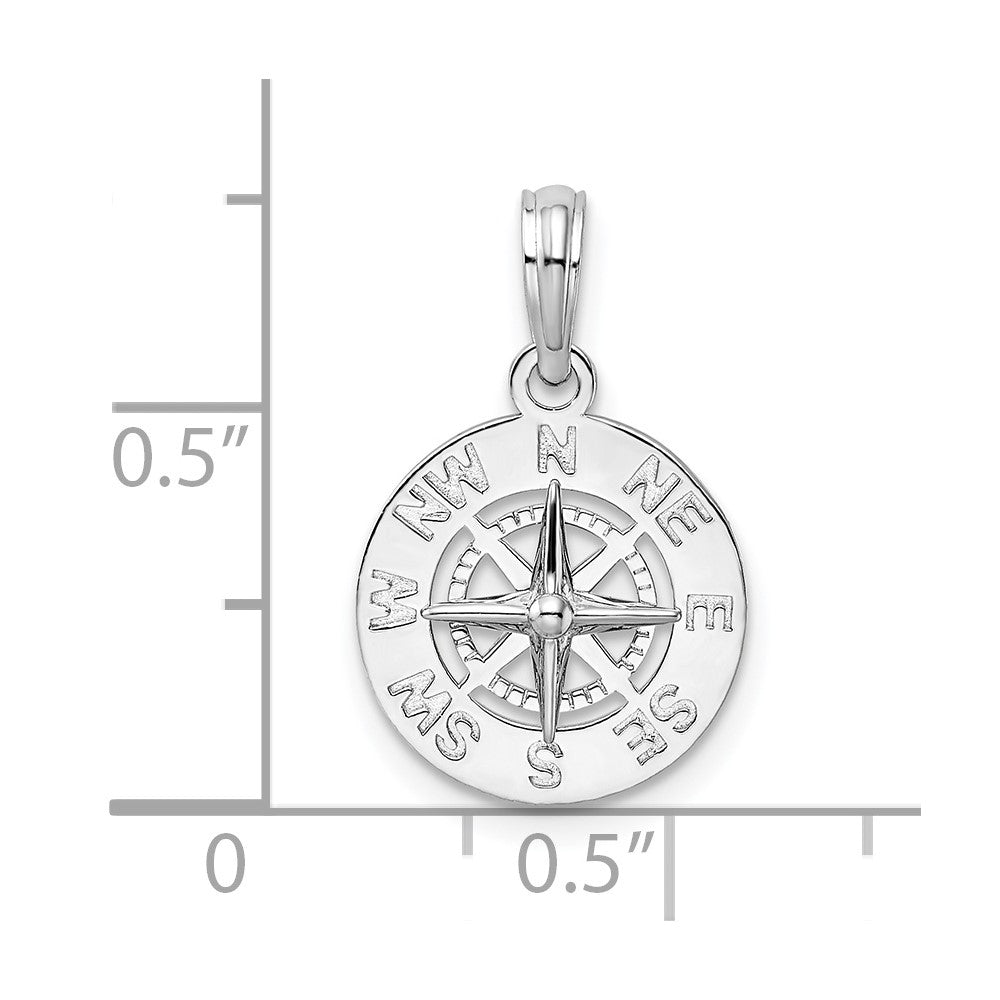 De-Ani Sterling Silver Rhodium-Plated Polished Mini Compass Pendant