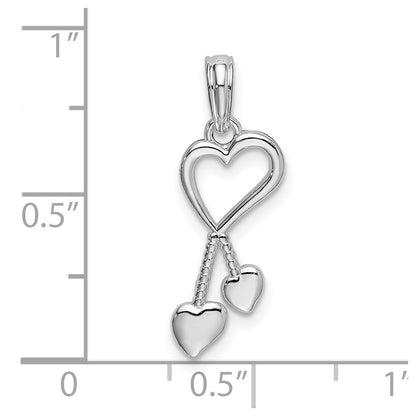 De-Ani Sterling Silver Rhodium-Plated Polished Cut-Out Heart with Tassel Pendant