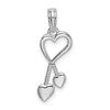 De-Ani Sterling Silver Rhodium-Plated Polished Cut-Out Heart with Tassel Pendant