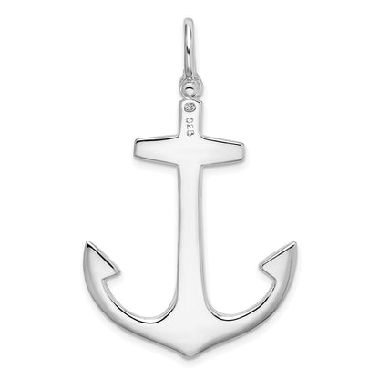 De-Ani Sterling Silver Rhodium-Plated Polished 3D Large Anchor Pendant