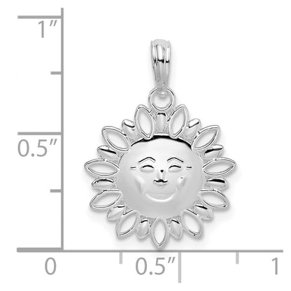 De-Ani Sterling Silver Rhodium-Plated Polished Smiling Sun Pendant