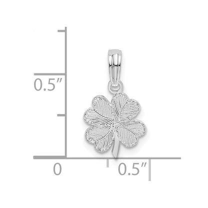 De-Ani Sterling Silver Rhodium-Plated Polished and Textured Shamrock Pendant