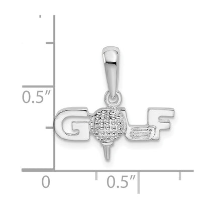 De-Ani Sterling Silver Rhodium-Plated Polished GOLF Tee and Club Pendant