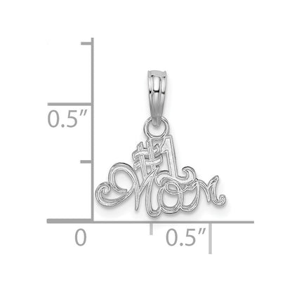De-Ani Sterling Silver Rhodium-plated Polished #1 MOM Script Pendant
