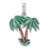 De-Ani Sterling Silver Rhodium-Plated Polished Enameled Palm Trees Pendant