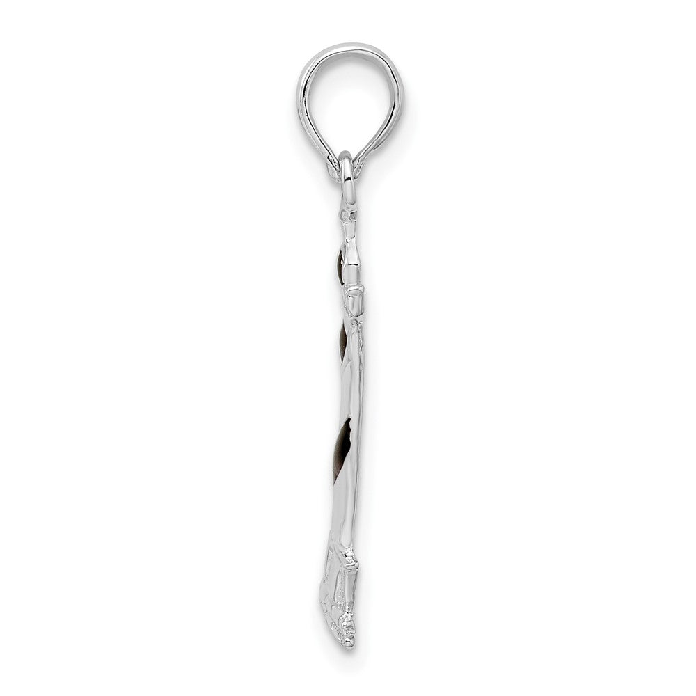 De-Ani Sterling Silver Rhodium-Plated Enameled Cape Hatteras Lighthouse Pendant
