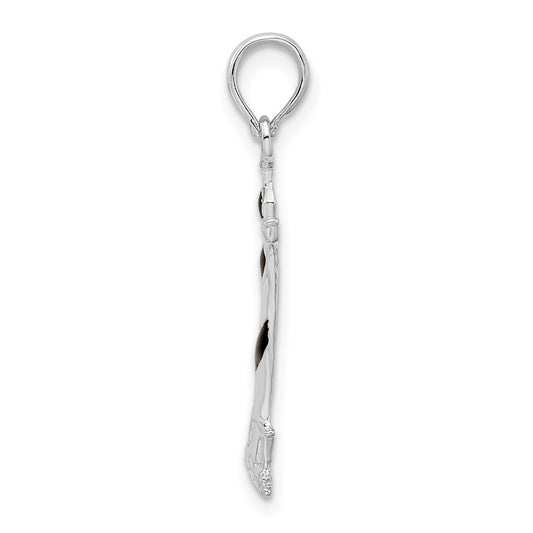 De-Ani Sterling Silver Rhodium-Plated Enameled Cape Hatteras Lighthouse Pendant