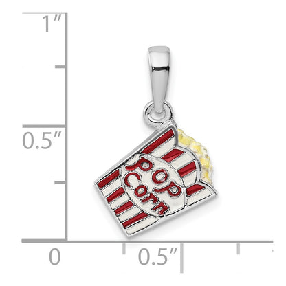 De-Ani Sterling Silver Rhodium-Plated 3D Enameled Bag of Popcorn Pendant