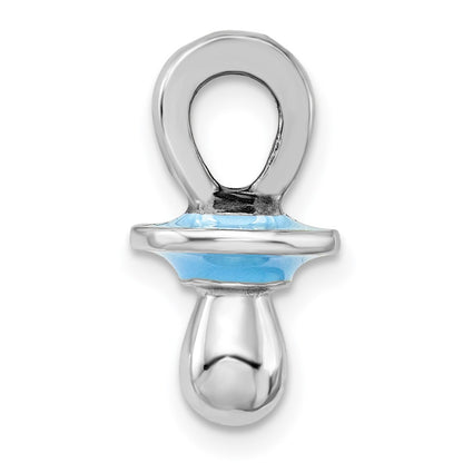 De-Ani Sterling Silver Rhodium-Plated 3D Blue Enameled Pacifier Pendant
