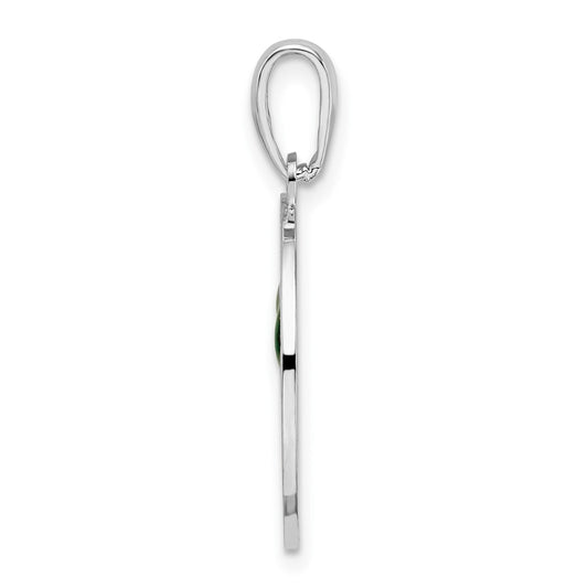 De-Ani Sterling Silver Rhodium-Plated Enameled Traverse City Michigan with Cherry Pendant