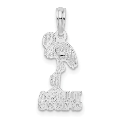 De-Ani Sterling Silver Rhodium-Plated Enameled Turks and Caicos with Flamingo Pendant