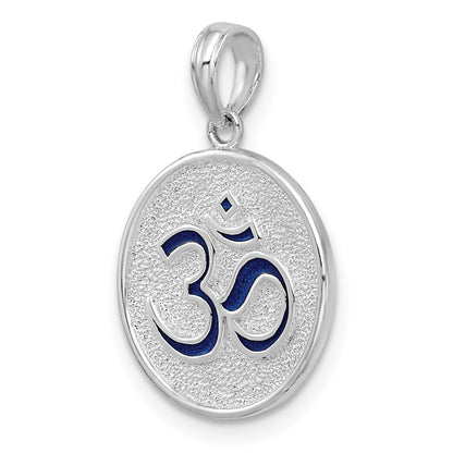 De-Ani Sterling Silver Rhodium-Plated Reversible Enameled Ohm Lotus Pendant