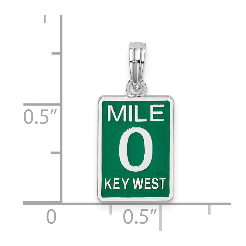 De-Ani Sterling Silver Rhodium-Plated Enameled Small Key West Mile 0 Pendant