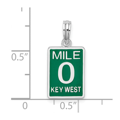 De-Ani Sterling Silver Rhodium-Plated Enameled Small Key West Mile 0 Pendant