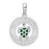 De-Ani Sterling Silver Rhodium-Plated Enameled Bahamas Circle with Turtle Pendant