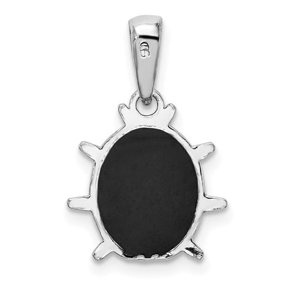 De-Ani Sterling Silver Rhodium-Plated Polished 3D Enameled Ladybug Pendant