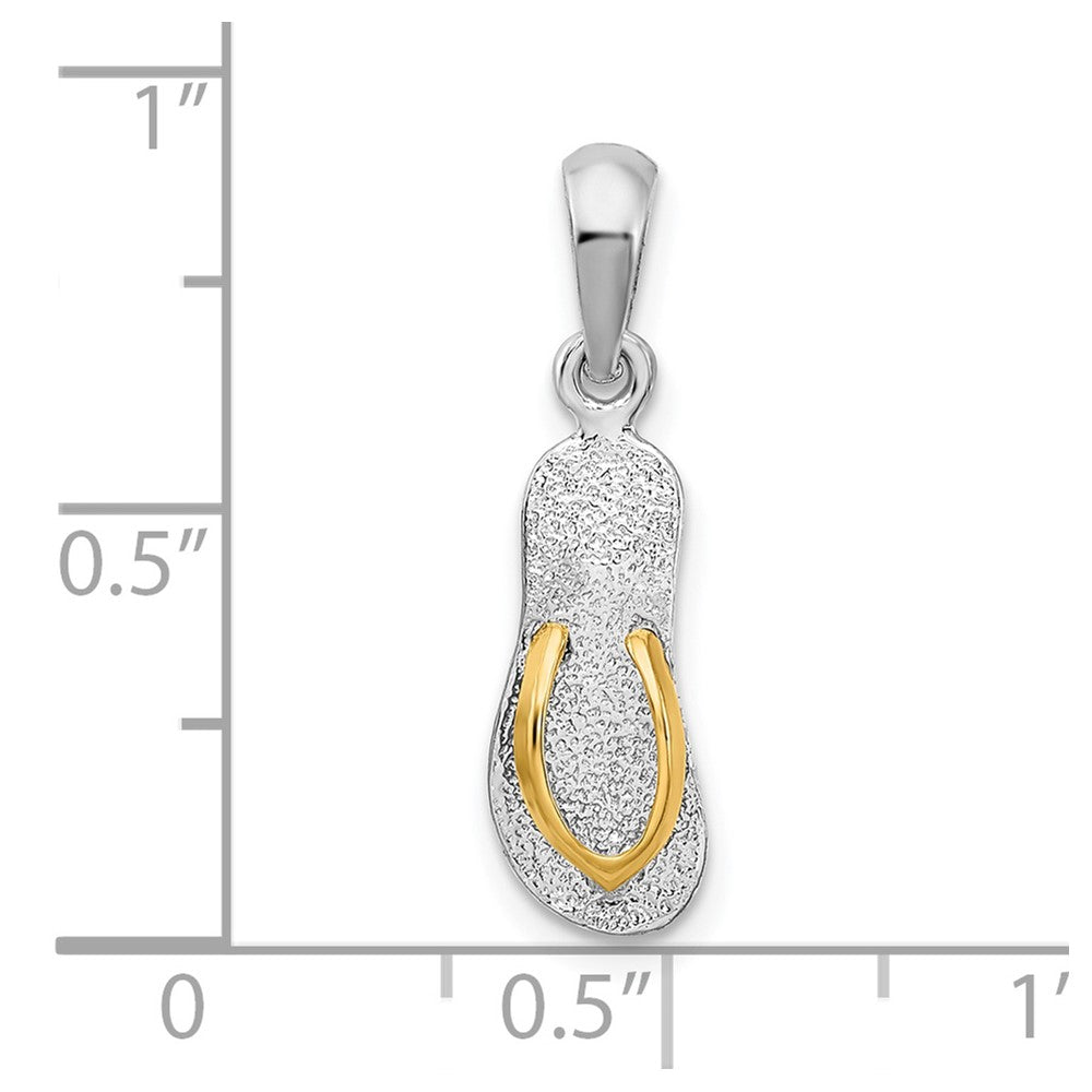 De-Ani Sterling Silver Rhodium-Plated Textured 3D Flip-flop with 14 Straps Pendant
