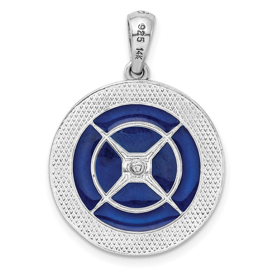 De-Ani Sterling Silver Rhodium-Plated Enameled Compass with 14k Moving Needle Pendant