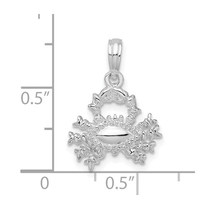 De-Ani Sterling Silver Rhodium-Plated Polished 3D Cancer Zodiac Pendant