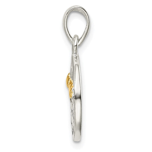 Sterling Silver Flash Gold Plated LOVE YOU TO THE MOON Pendant