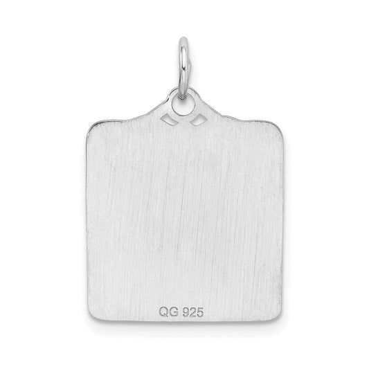 SS Rh-plt Pink Birth Certificate Polished Front/Satin Back Charm