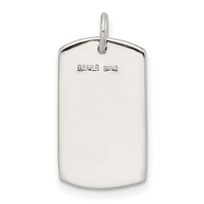 Sterling Silver Polished My Hero Dog Tag Pendant