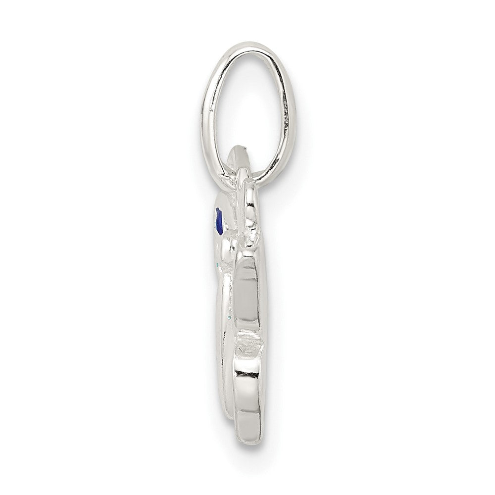 Sterling Silver Polished Enameled Butterfly Pendant