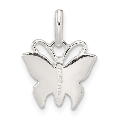 Sterling Silver Polished Enameled Butterfly Pendant