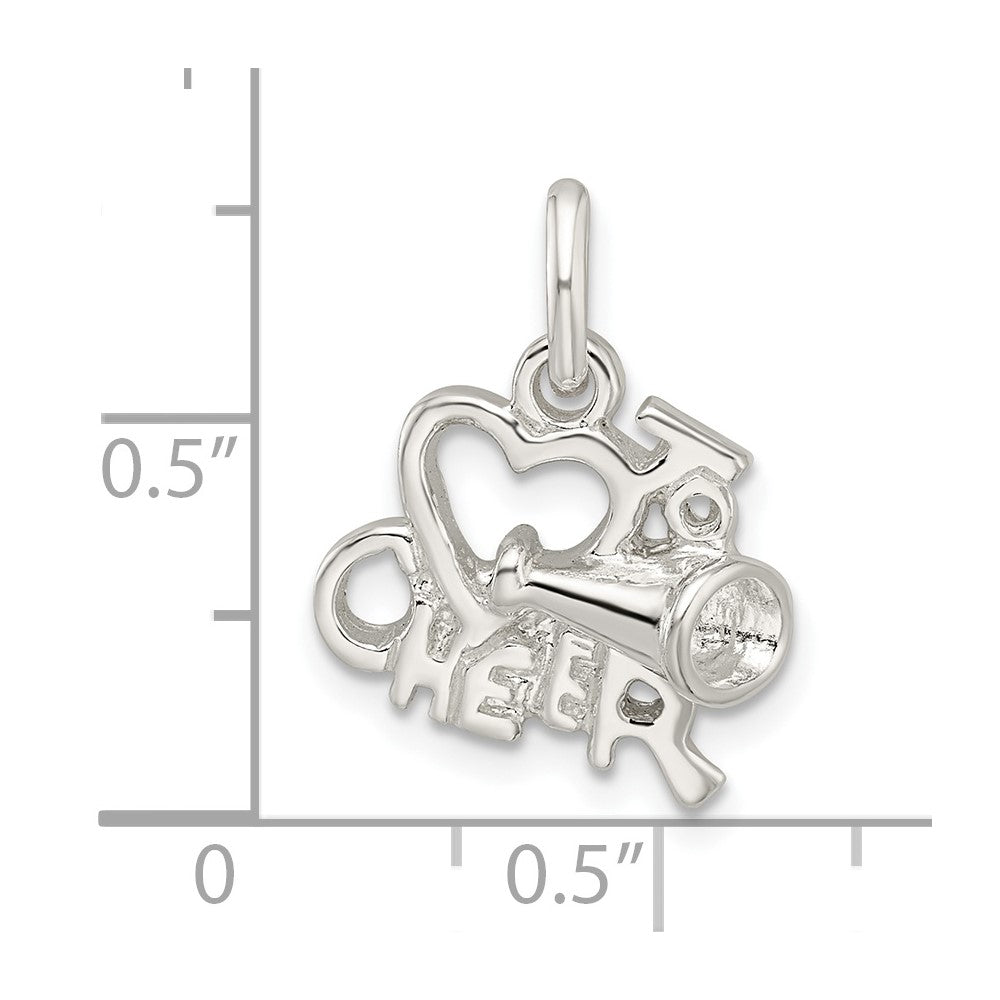 Sterling Silver Polished I Love Cheer Pendant