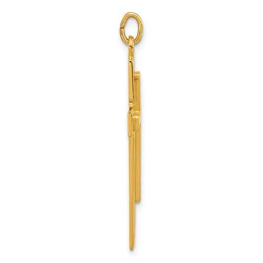Sterling Silver Gold-plated Polished and Satin Double Cross Pendant