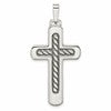 Sterling Silver Polished & Antiqued Textured Center Cross Pendant