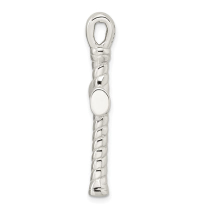 Sterling Silver Polished Twisted Hollow Large Latin Cross Pendant