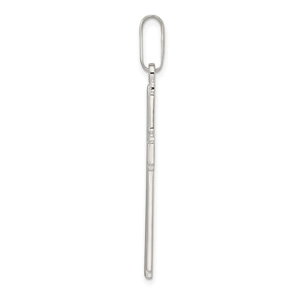 Sterling Silver Polished w/Edge Lines Latin Cross Pendant