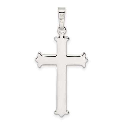 Sterling Silver Polished Fleur de Lis Cross w/Cross Center Pendant