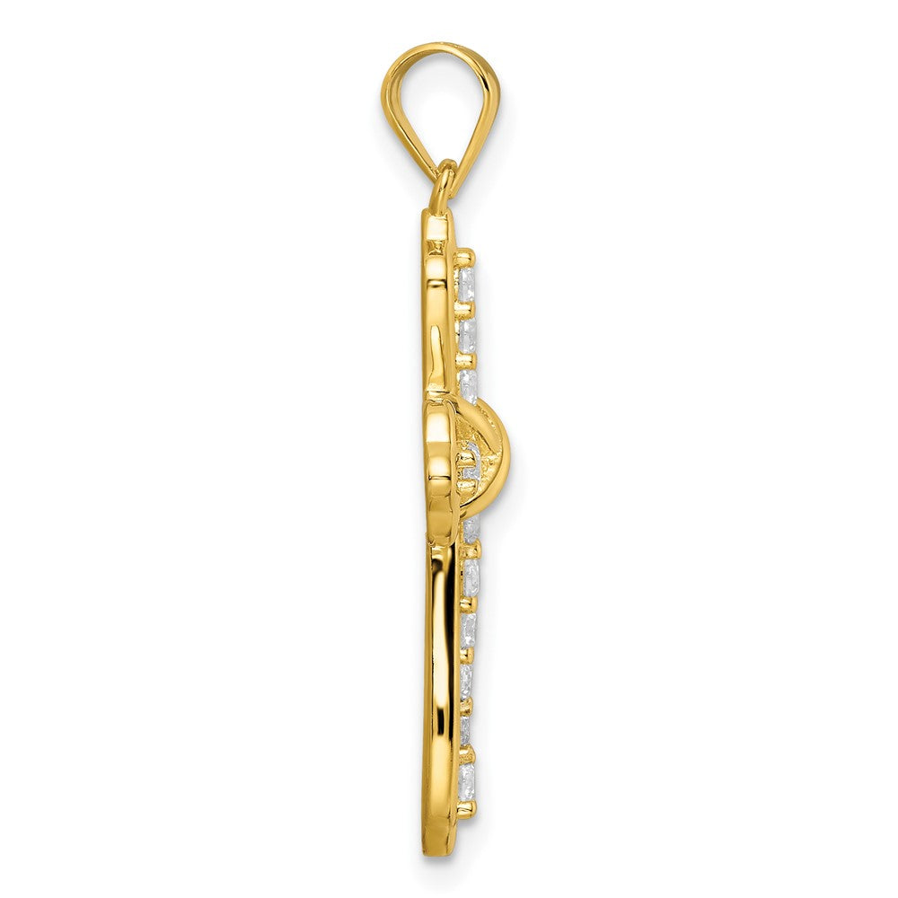Sterling Silver Gold-tone CZ Cross Pendant