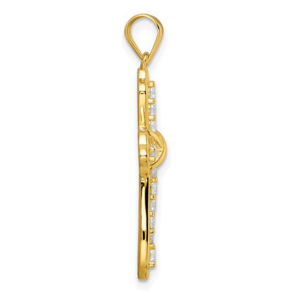 Sterling Silver Gold-tone CZ Cross Pendant