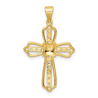 Sterling Silver Gold-tone CZ Cross Pendant