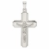 Sterling Silver Polished w/Side Lines Large Crucifix Pendant