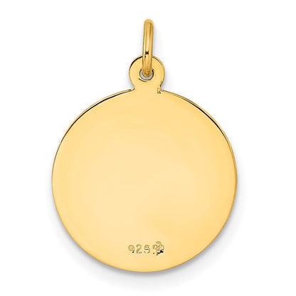 Sterling Silver Gold-tone Polished Solid Saint Christopher Medal Pendant