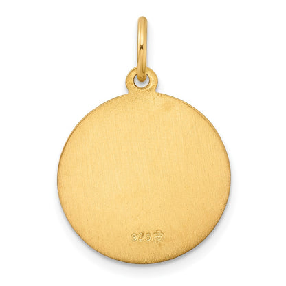 Sterling Silver Gold-tone Polished Solid Saint Michael Medal Pendant